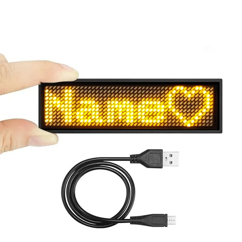 Custom flashing message battery powered nightclubs led glow badge flashing led name badge tag