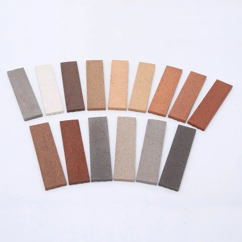 Red clay bricks size 240x60mm kiln extruded terracotta brick slip residential facade antique brick veneer
