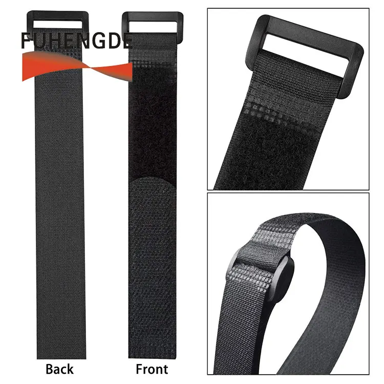 Non-Slip Buckle Cable Ties With Hook and Loop 25*300 mm Custom Size Anti-skid Battery Strap Ties With Logo Custom