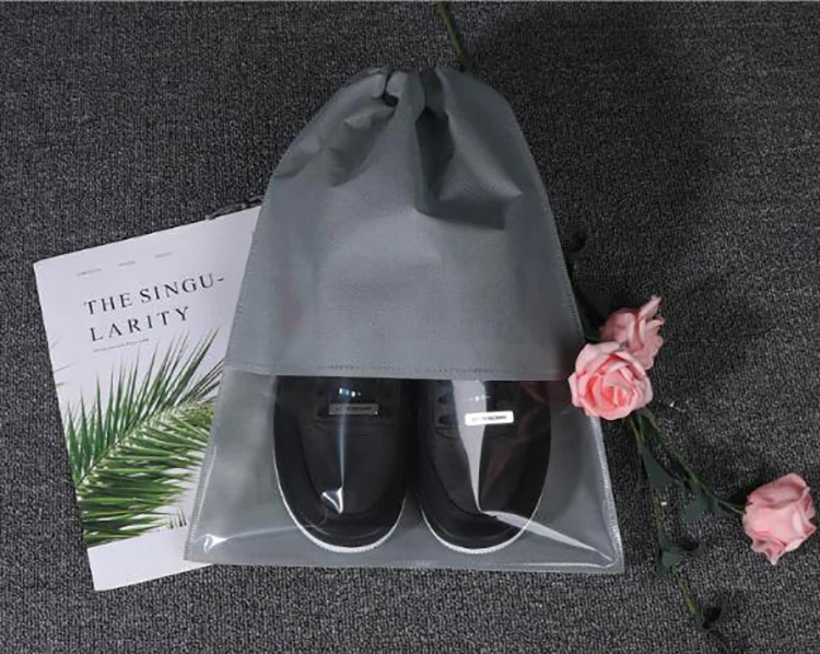 Дорожные сумки для обуви, портативные прозрачные бытовые пыленепроницаемые сумки для хранения обуви со шнурком для мужчин и женщин