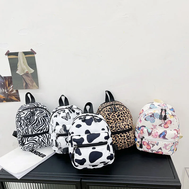 Wholesale Leopard Cow Print Canvas Women School Backpack