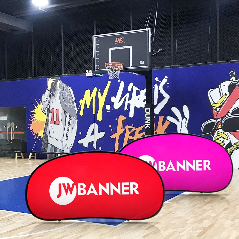 Customized High Quality Horizontal Folding Display Outdoor Advertising Oval Vertical Bean-Shape Pop Up Banner A Frame