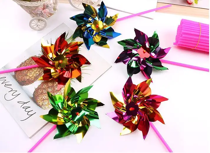 
Four leaf flower wind car printing LOGO custom PP toys advertising plastic windmill 