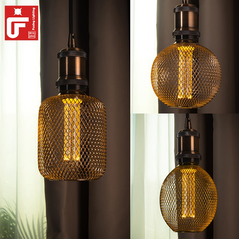 Vintage Edison Bulb 2.5W/3.5W/4W Incandescent Dimmable Home Decoration Light Metal Cage Filament E27 Base