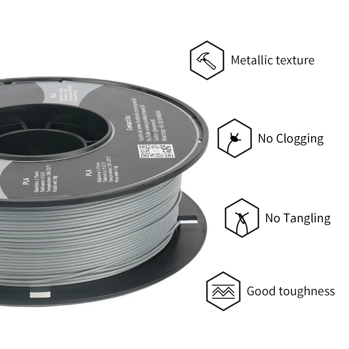 Eryone Wholesale metal steel Pla 3d Filament 3d Printer Filament 1.75mm 1kg For 3d Printer