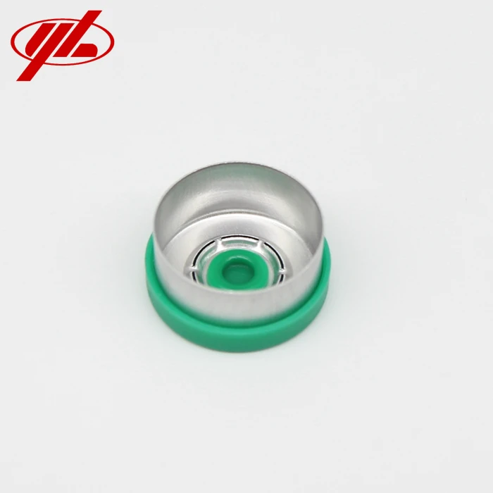 High Quality 13mm Green Unsmooth Plain Crimp Top Cap Aluminum Plastic Flip Top Cap for Sale