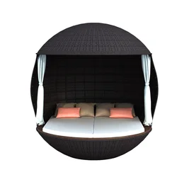 Outdoor bed sofa bed sun room rattan woven creative round bed beach pool villa courtyard Nordic loungers