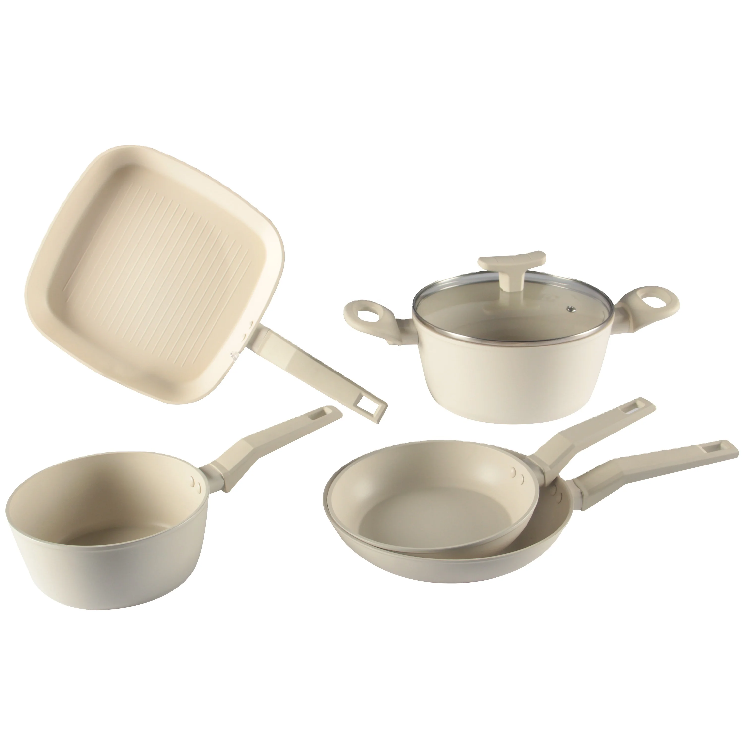 Customized dual layer nonstick forged aluminum cookware sets with Silicone handle