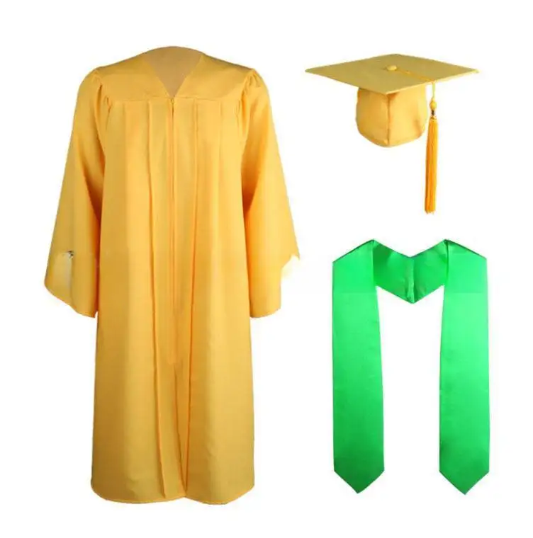 gold graduation gown black adult university ceremony classic graduation hat and gown School uniform Wholesale graduation gowns