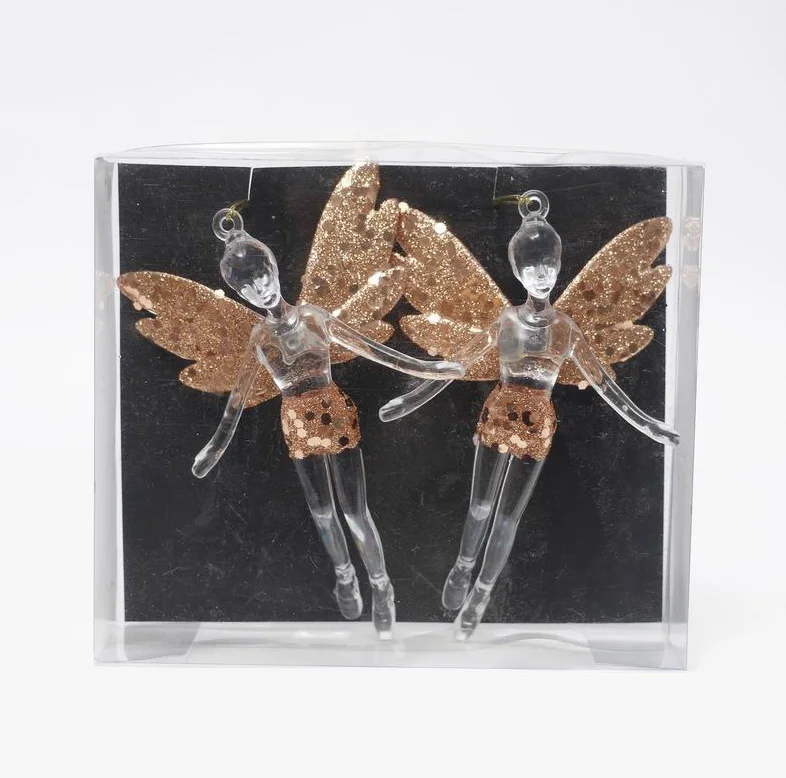 High quality transparent acrylic plastic Christmas angel ornaments Christmas tree decorations champagne decorative angel