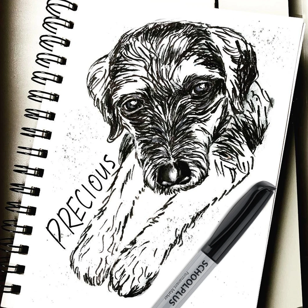 0.4mm Black Ultra Fine Point Permanent Markers, Felt Tip Pens Works on Plastic, Wood, Stone, Metal and Glass