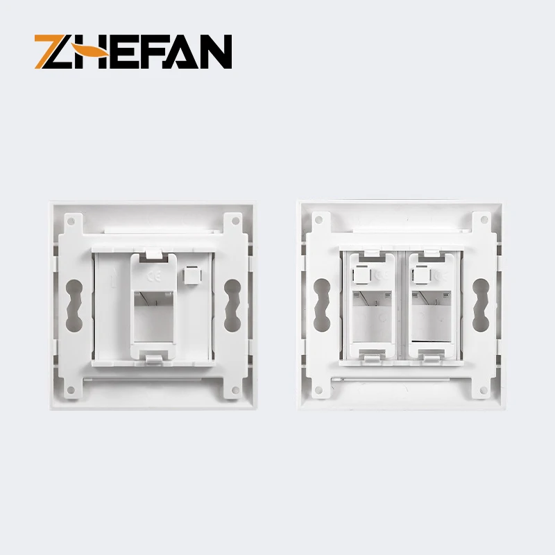 ZHEFANFrench Type Keystone Jack Faceplate 45*22.5mm 45*45mm Single Port 1 Gang Blank Wall Plate with RJ45 Connector and Coupler