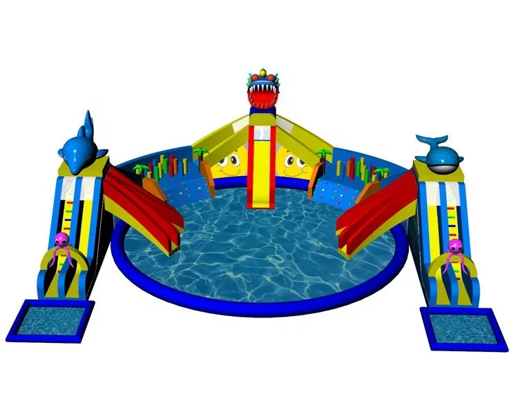 Custom made giant inflatable water park for kids and adults /Inflatable Water Park Slide With Big Pool For Sale