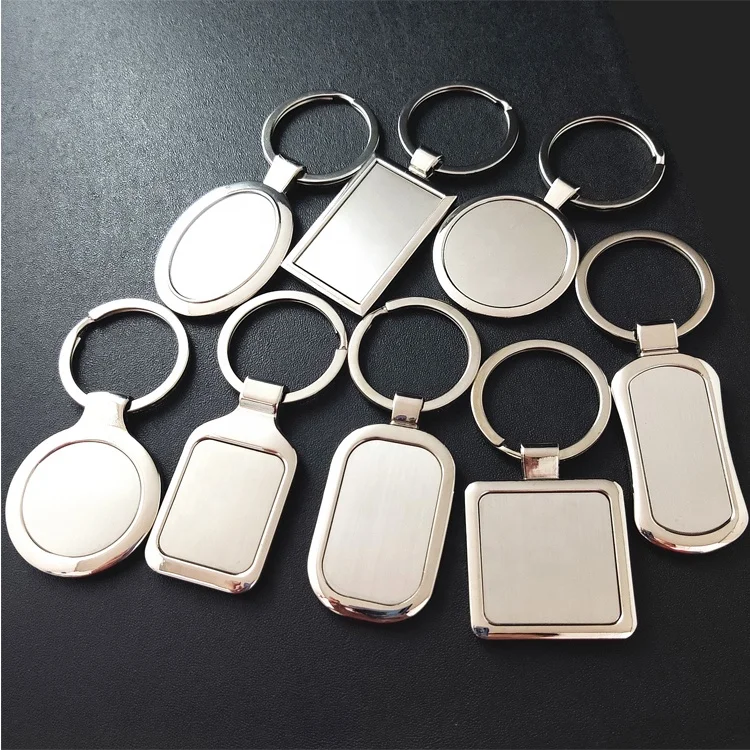 Metal blank keychain Custom LOGO design metal silver keychain