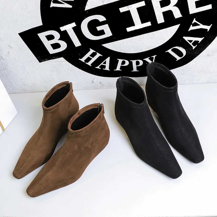 Women Wedge High Heels Boot Zipper High Platform Chunky Heels Plus Size Ankle Boots Shoes Femme Botas Footwear