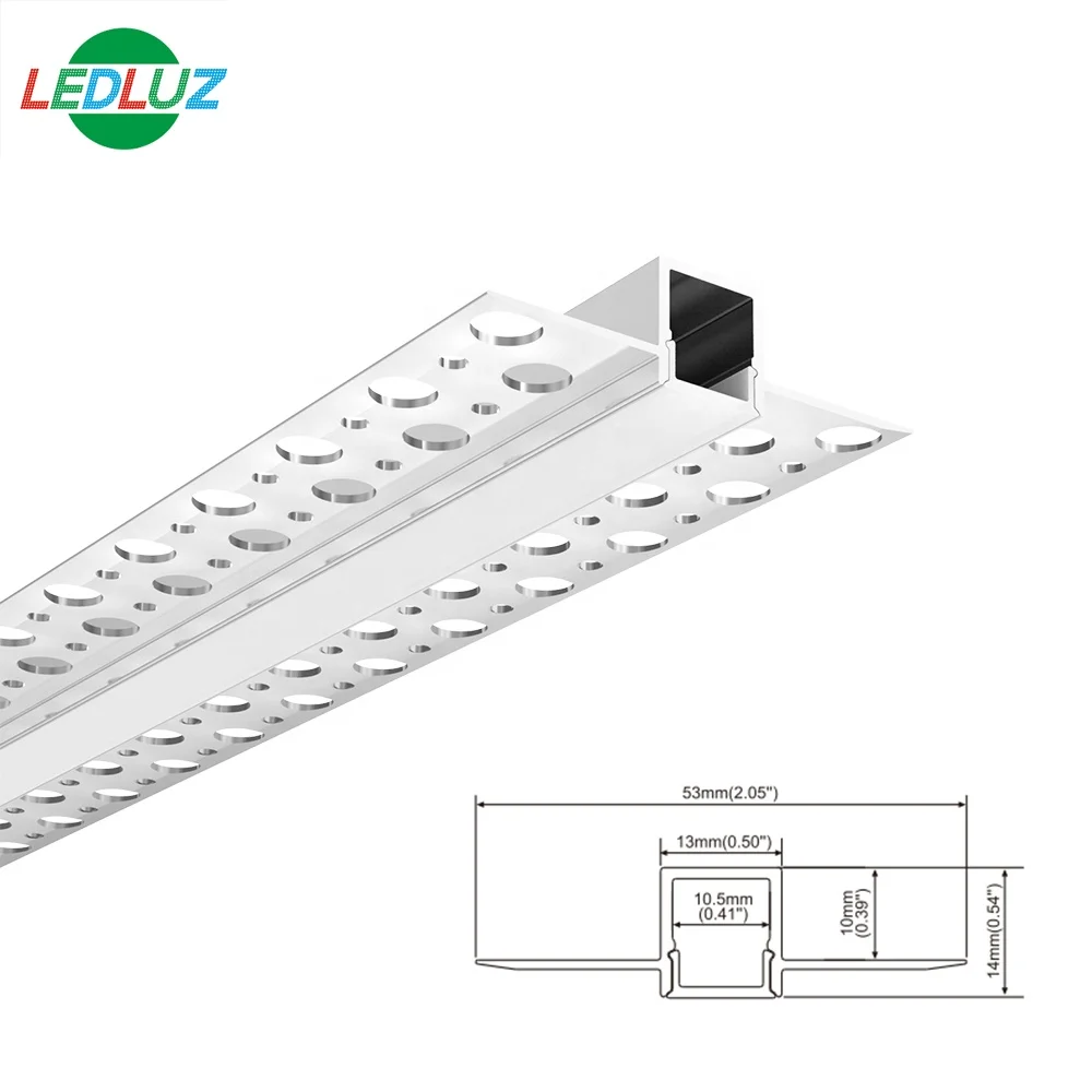 
Recessed Aluminium LED profile for drywall use, with holes on the flange 