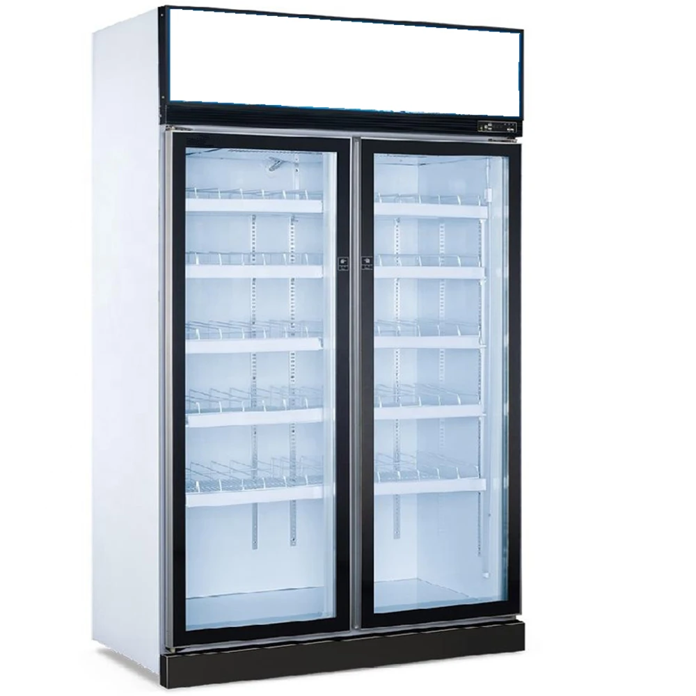 Double Glass Door Upright Fridge Soft Drinks Refrigerator Chiller for drinks