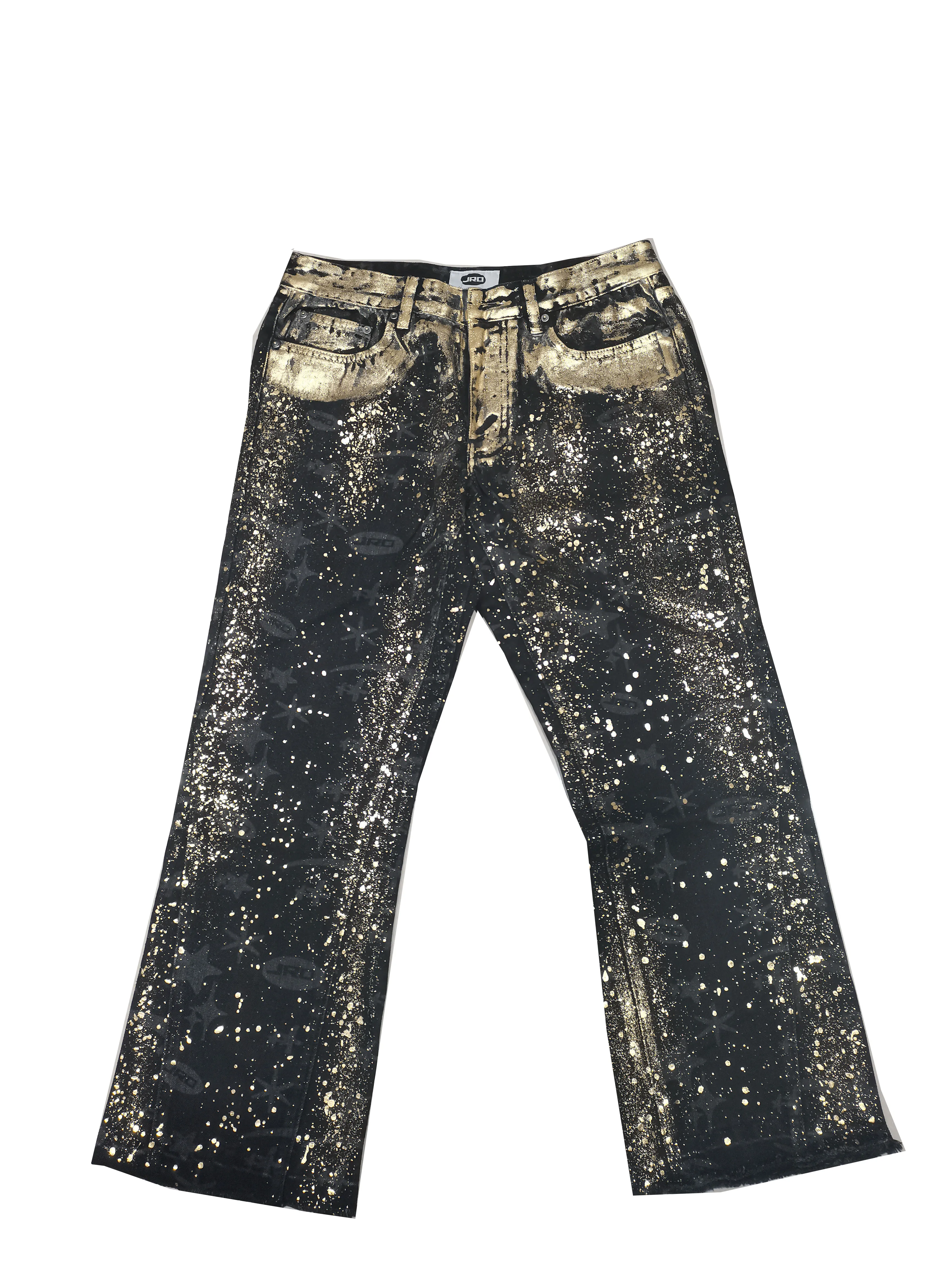 Custom crumpled hand wax luxury denim jeans men