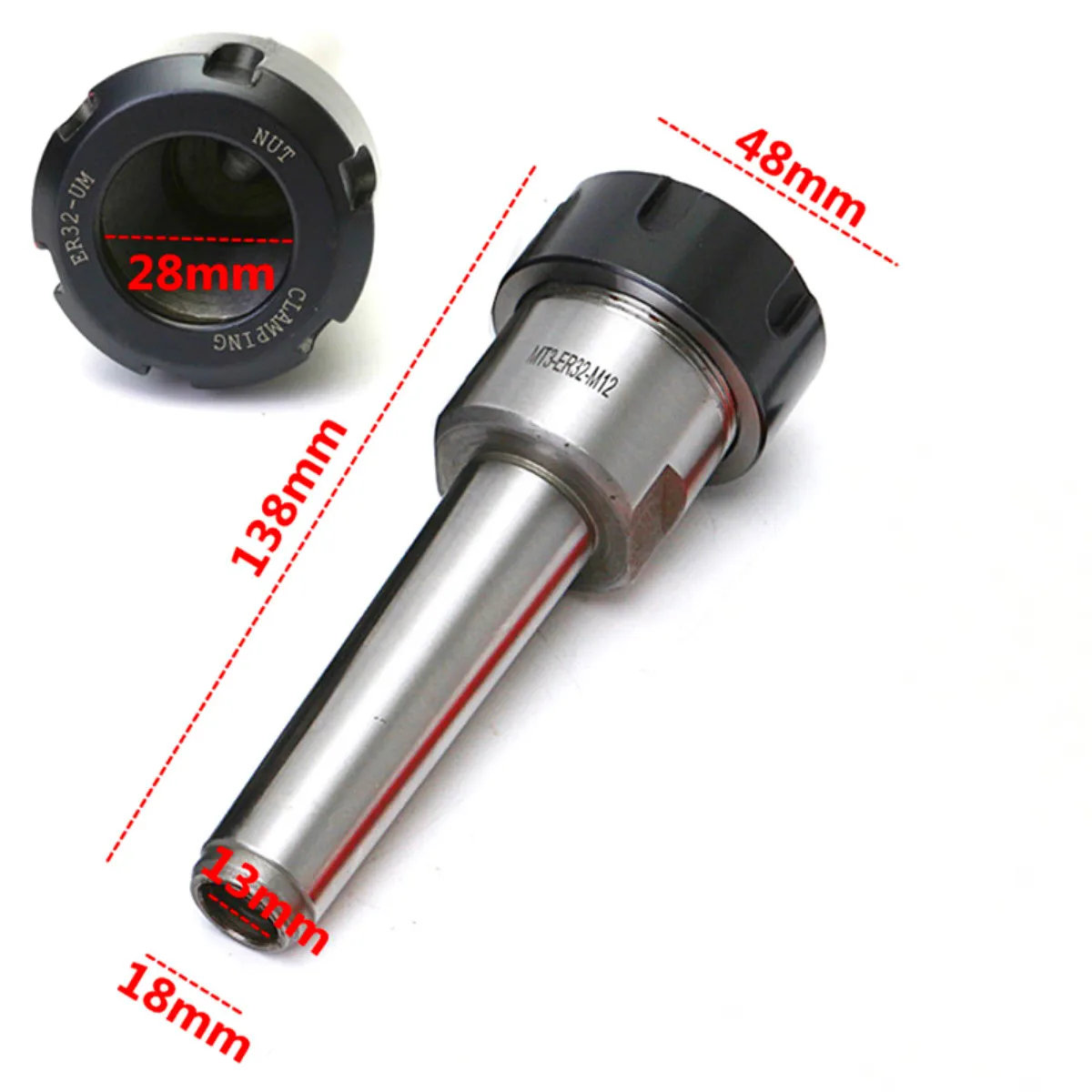 16pcs/set ER32 Collet Chuck Holder MT3 M12 Morse Taper + ER32 Spring Collets ID 3-20mm For Lathe Milling Tools