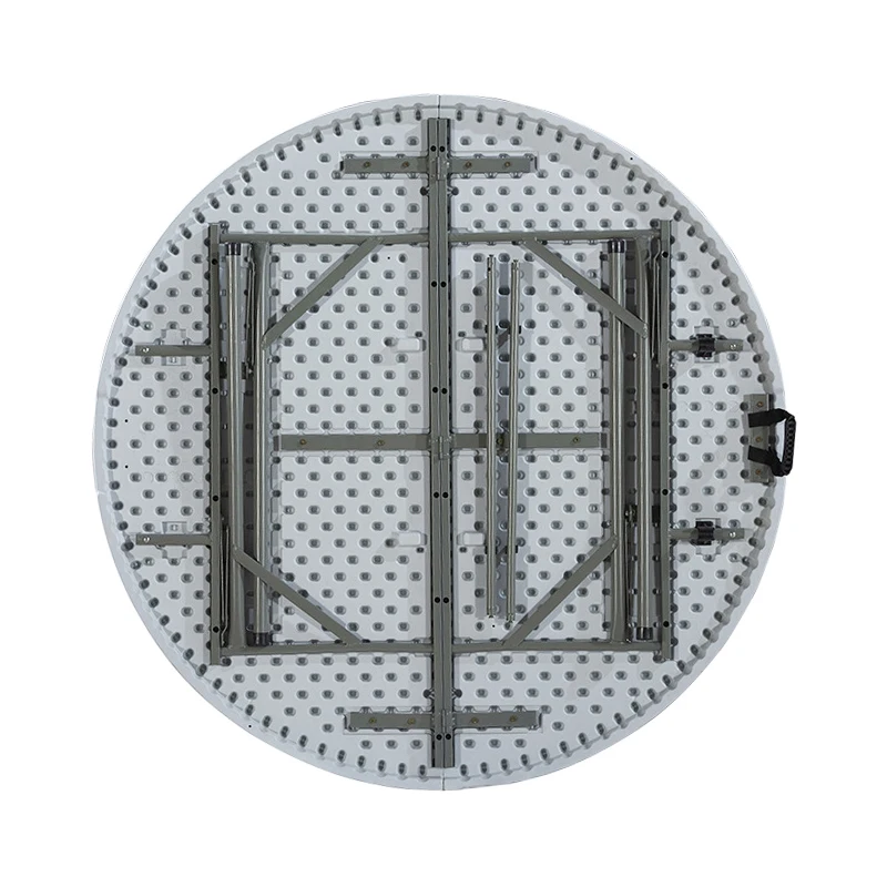 OEM 5 Foot 150*74 Fold-In-Half Round Plastic Table White Utility Sturdy Portable HDPE Tables With Handle Lock