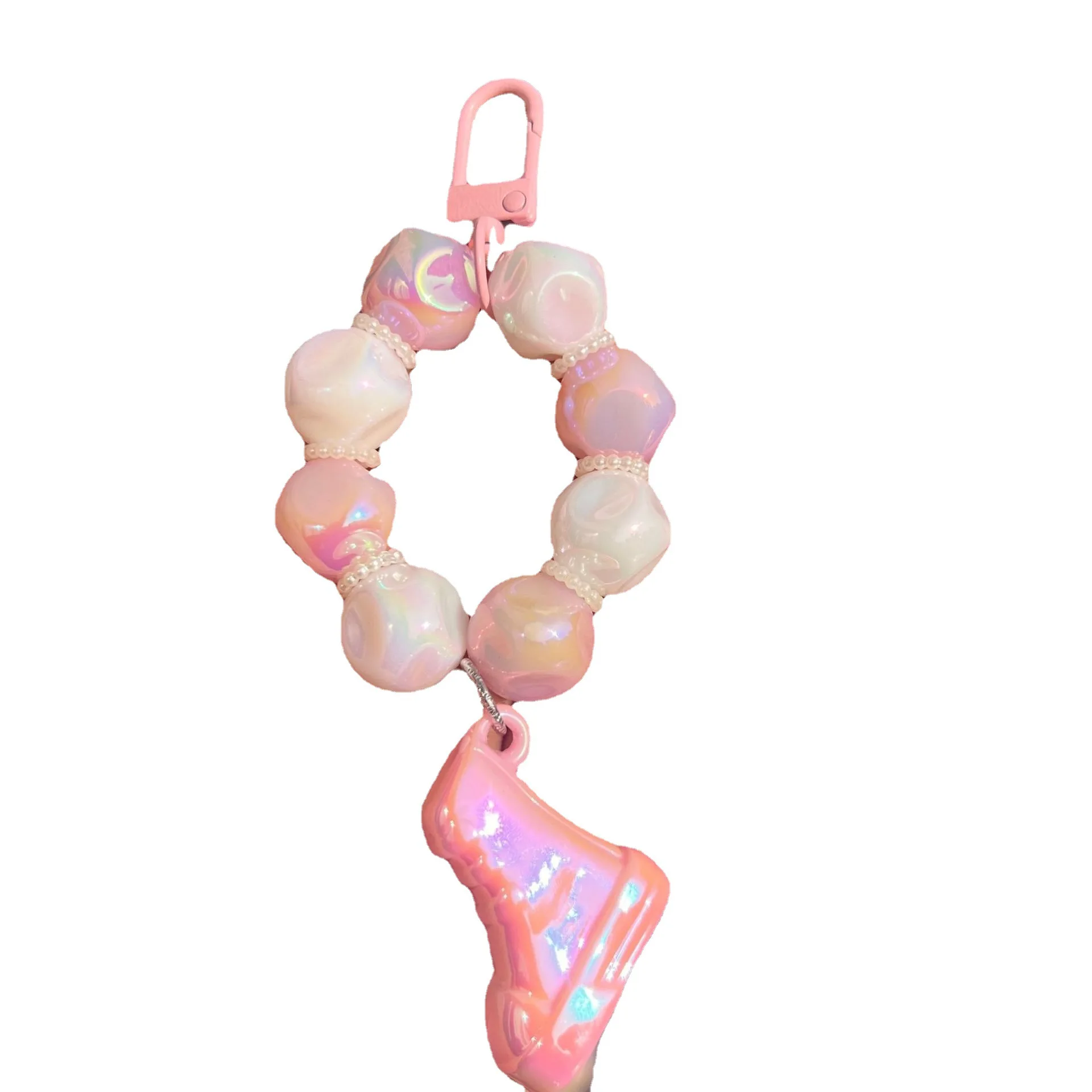 Lilangda Ins Style Electroplated Bead Chain Key Bowknot Phone Pendant Headphone Case Charm Bag Decor Car Ring Gift