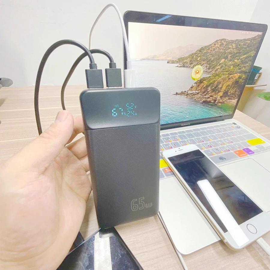 30000mah power bank para pour laptop usb type c charger power bank 65w pd fast charging portable laptop charger