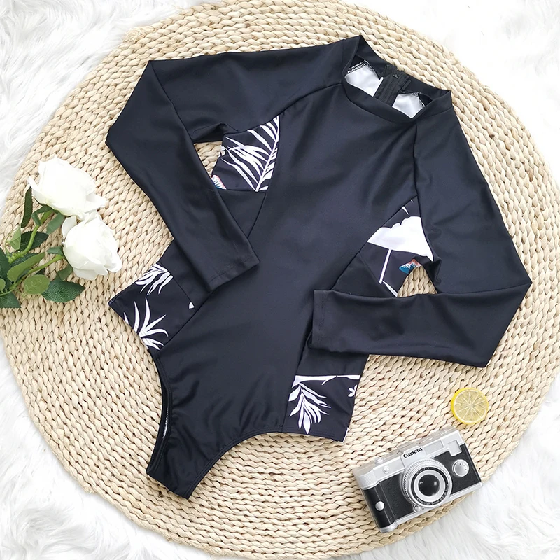 surf swimwear  long sleeve surf exercise sport beach wear women lady arena swimsuit full swimsuit surfing suit