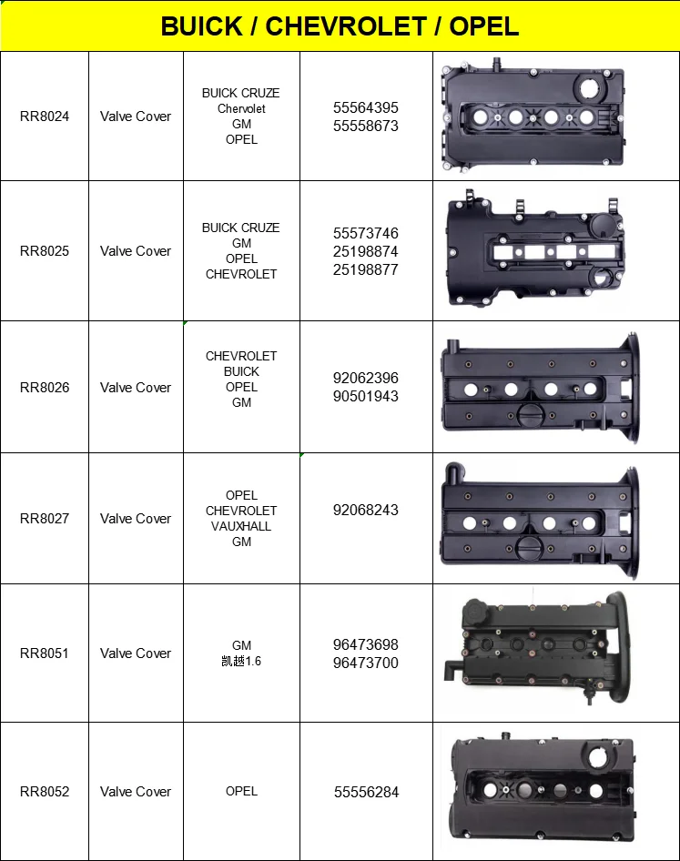 RR8026  92062396 Auto Car Part Engine Cylinder Head Top Cable Valve Cover For Buick Chevrolet Gm Opel 90501943