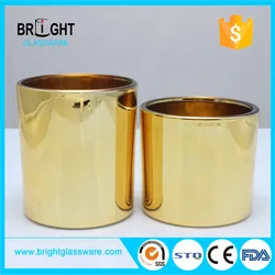New products glass tumbler jar electroplating rose gold oxford candle holder with lid