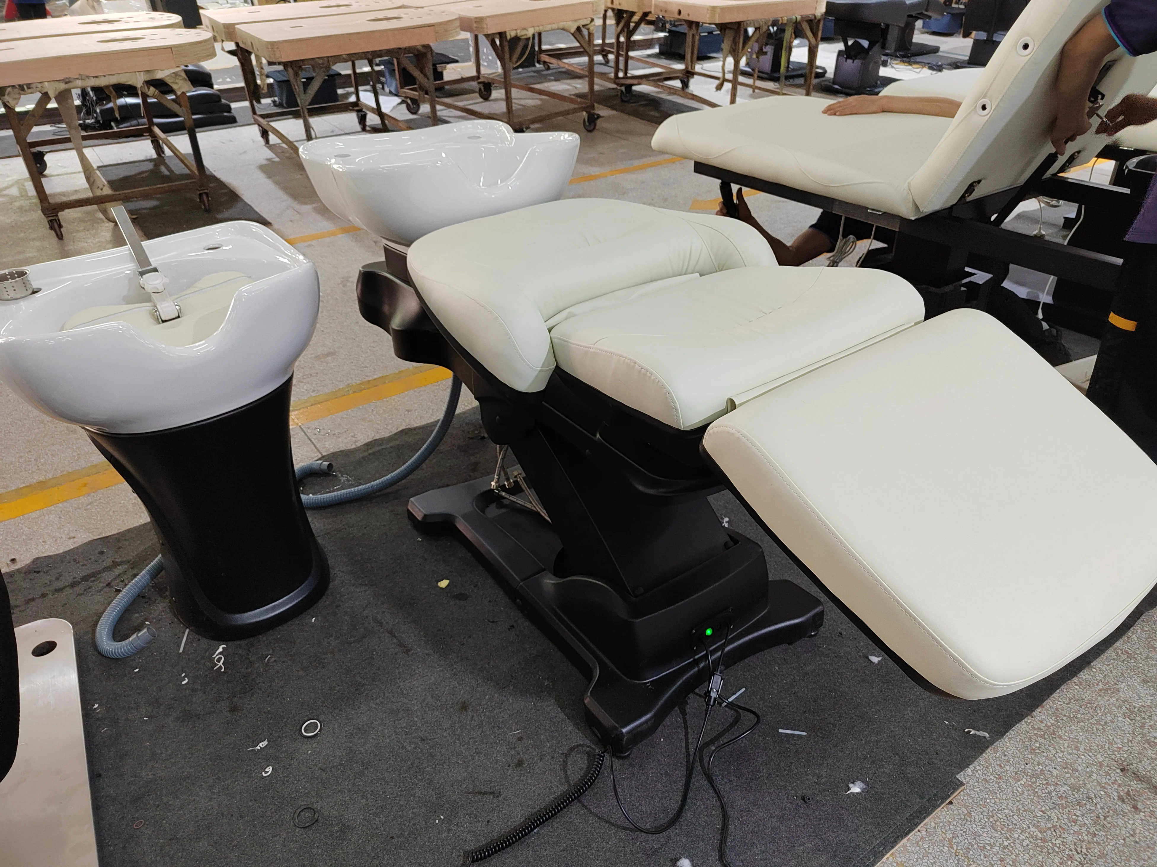 electric scalp therapy hair washing  full recline massage rotate 2 motors beauty salon shampoo bowl chair bed for barber shop