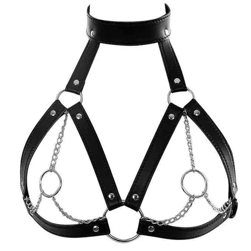 BDSM Strap for Adult Sex Game Bondage Bra Fetish Gothic Sexy O-Rings Women Chest Harness Chain Belt