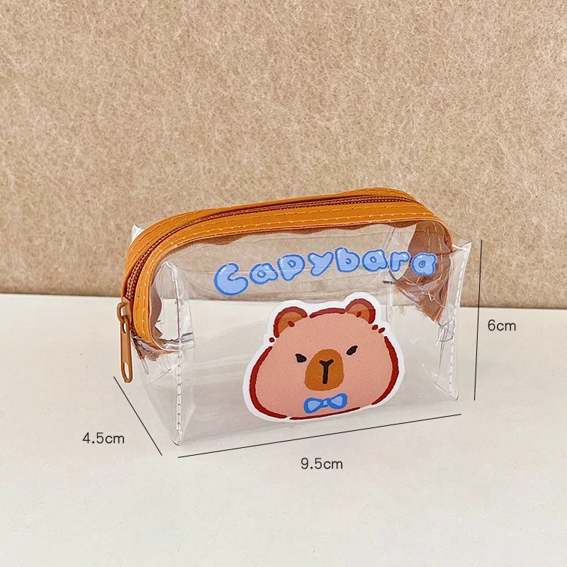 School stationery pencil case cute animal coin purse transparent PVC waterproof small money bag mini coin storage bag