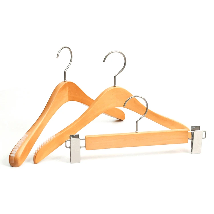 Luxury custom logo suit hanger clothing wooden suit jacket hanger in china