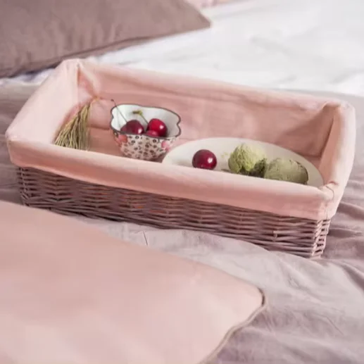 Custom Home Organization Handmade Rattan Willow Wicker Storage Basket Food Tray