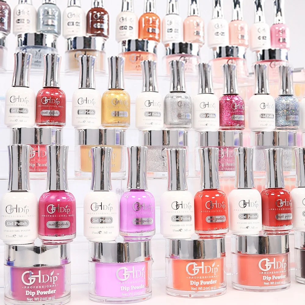 3 in 1 set Color Match Acrylic Dip Powder 2oz Gel Polish 15ml Nail Lacquer 15ml