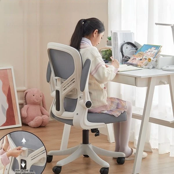 Spot goods comfortable folding armrest office chair wheels kids study chair with lumbar support
