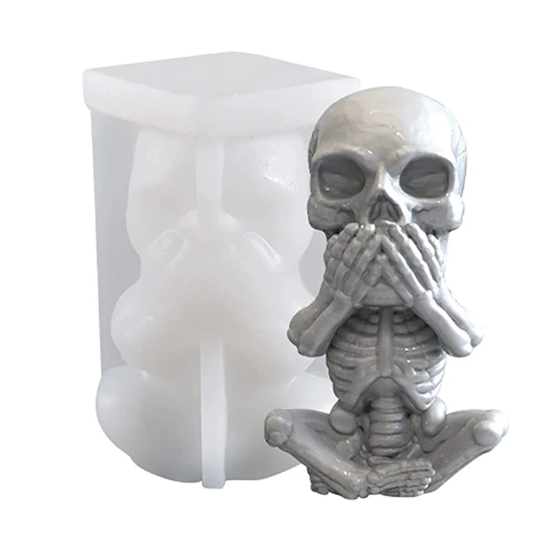 3D Silicone DIY Skeleton Casting Mold for Aromatherapy Scented Candle, Skeleton Casting Mold for Chocolate Soap Candy