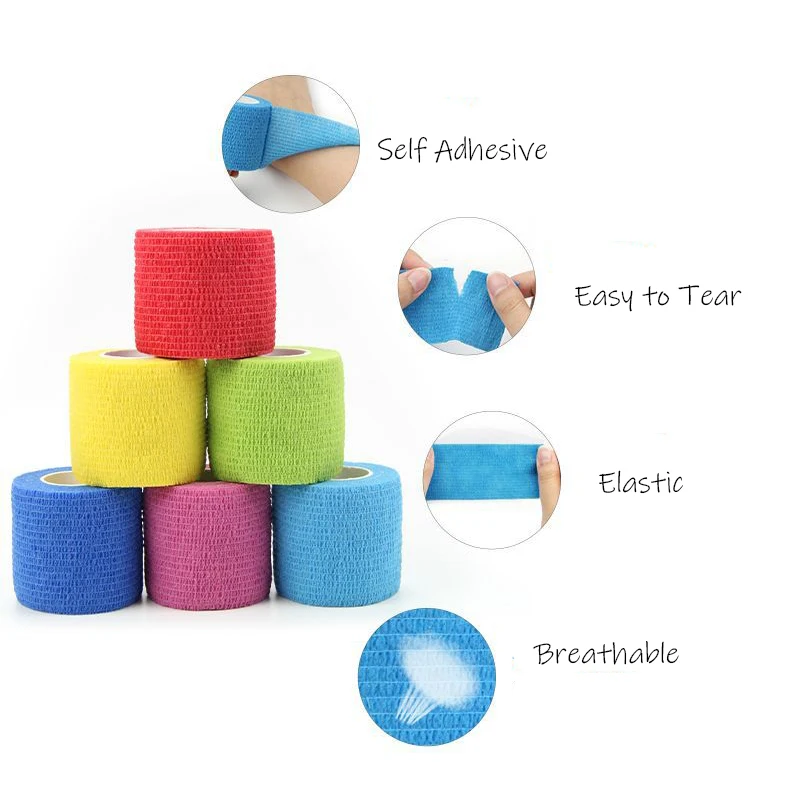 Soft Non Woven Tape Latex Free Finger Thumb Sport Tape Elastic Cohesive Bandage For Athletic