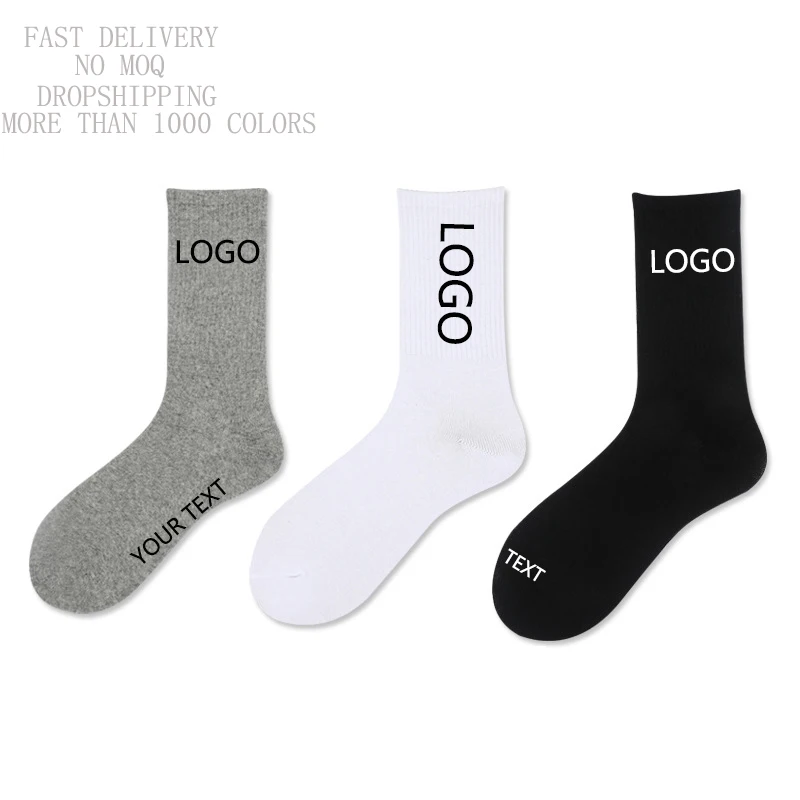 No MOQ Custom Logo Happy Funny Socks Ankle Crew Socks Happy Jacquard Embroidery Cotton Crew Socks For Unisex