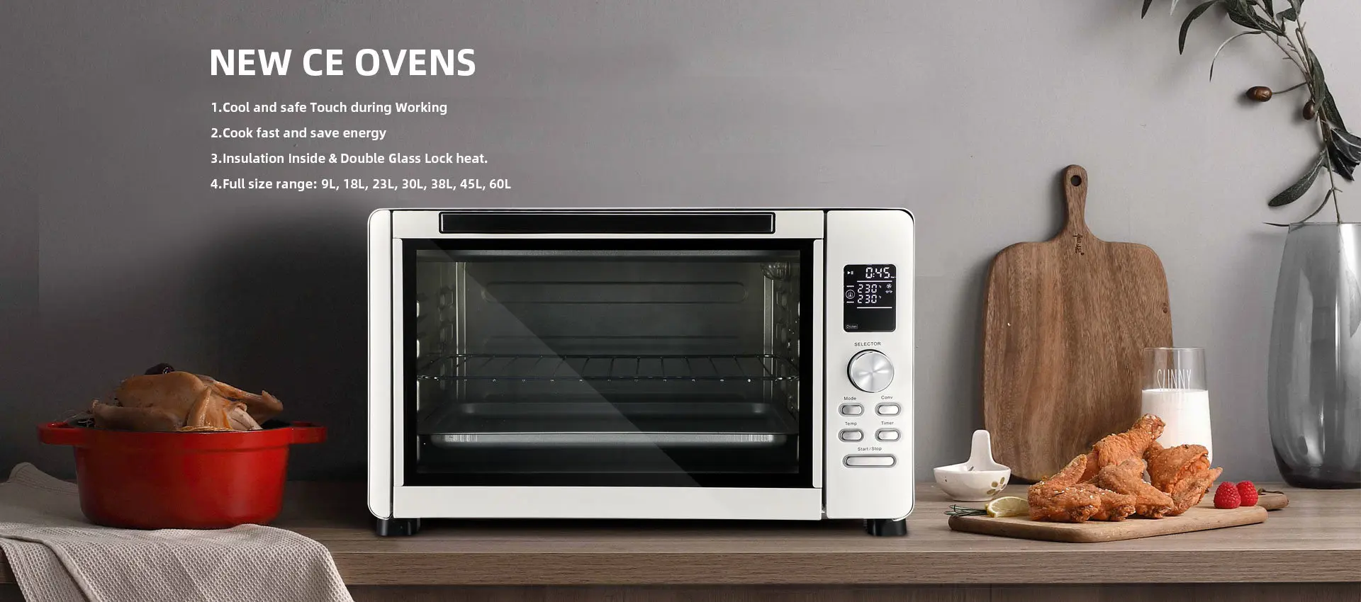 High Quality 33L Kitchen Portable Timer Switch Smart Electric Toaster Oven