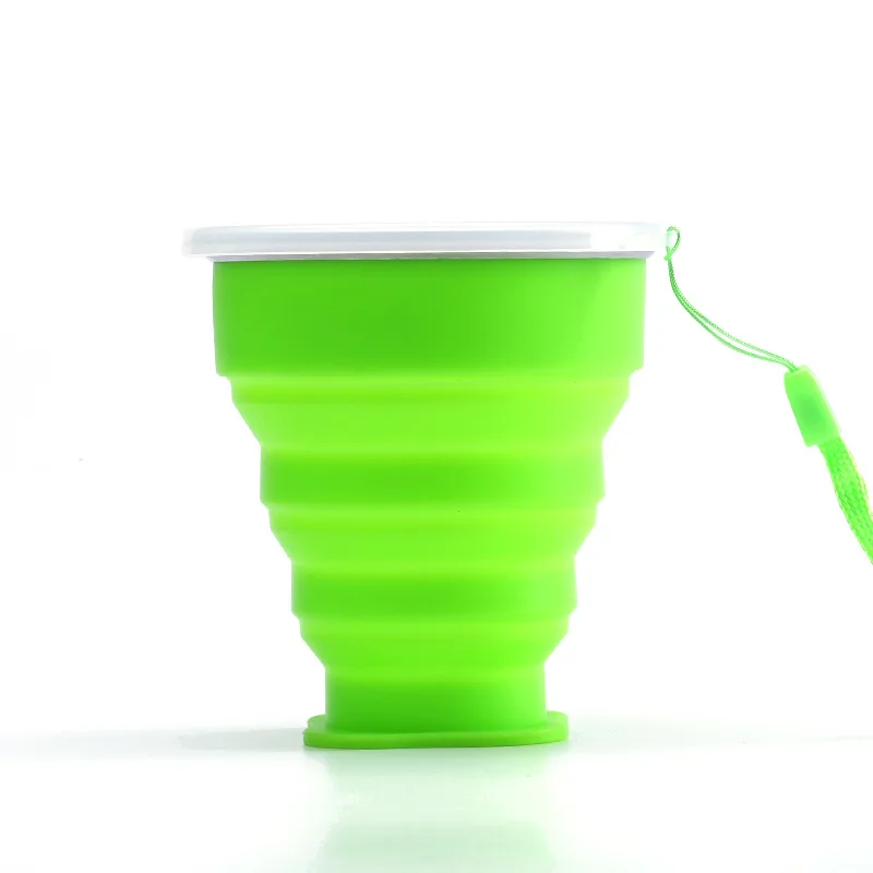 Portable muti-function collapsible silicone travel cups collapsible silicone rubber drinking cup with lid