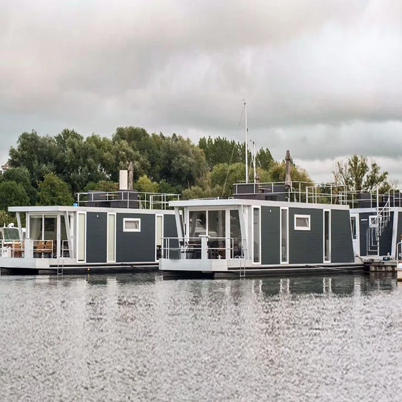 Quick Assembly Modern Quality Aluminum Floating Hotel Mobile Home Floating Cabin Modular Prefab Floating House Houseboat Life