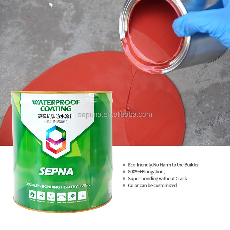 one pack roof liquid customized color flexible pu waterproof coating paint for swimming pool channel concrete roof