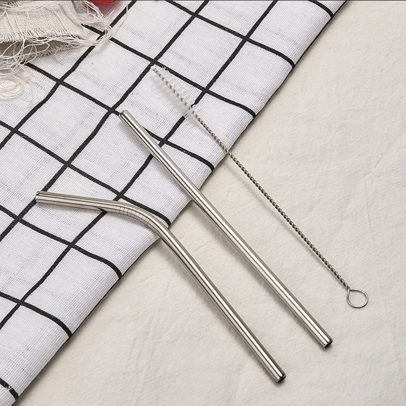 304 Custom 4pc Set  Straight Bent 6mm Stainless Steel Straw Set