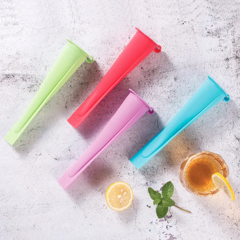 Hand-Held Diy Ice Cream Mold 8-Piece Popsicle Ice Cream Mold With Cover Color Silicone Popsicle Mold