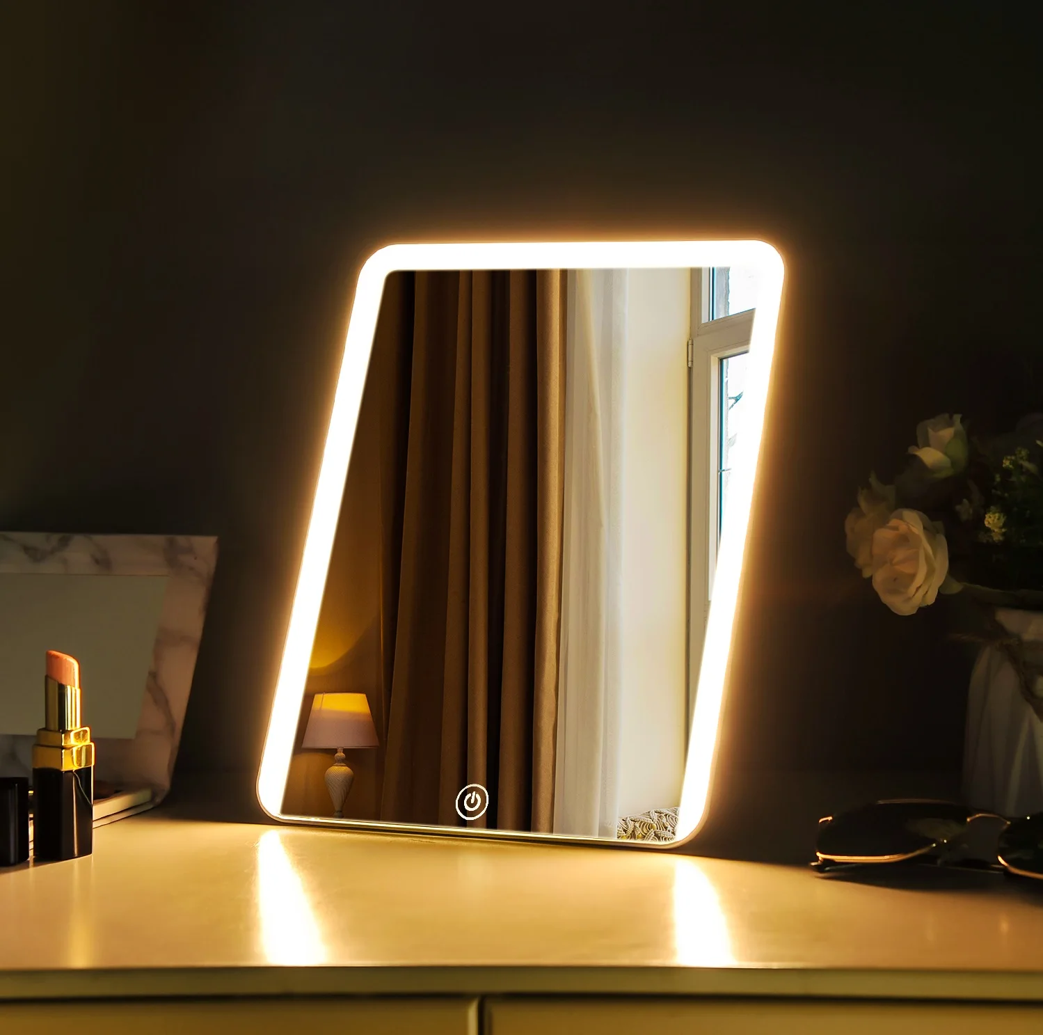 Flexible Portable Countertop Rechargeable Single Sided Led Light Makeup Vanity Mirror