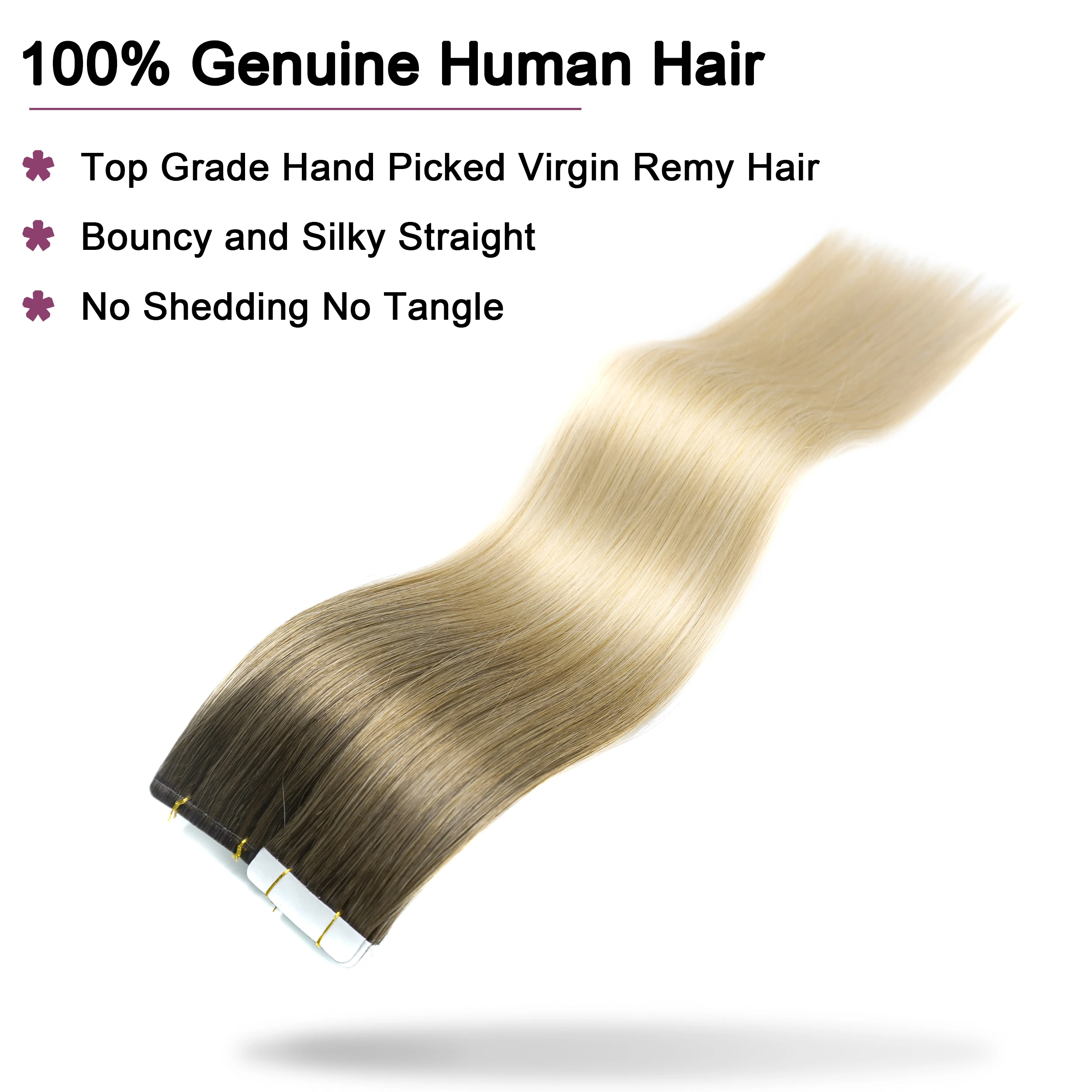 Wholesale Ombre Blonde Virgin Russian Hair Extensions Remy Invisible Keratin Double Drawn Pu Tape Hair Extension Human Hair