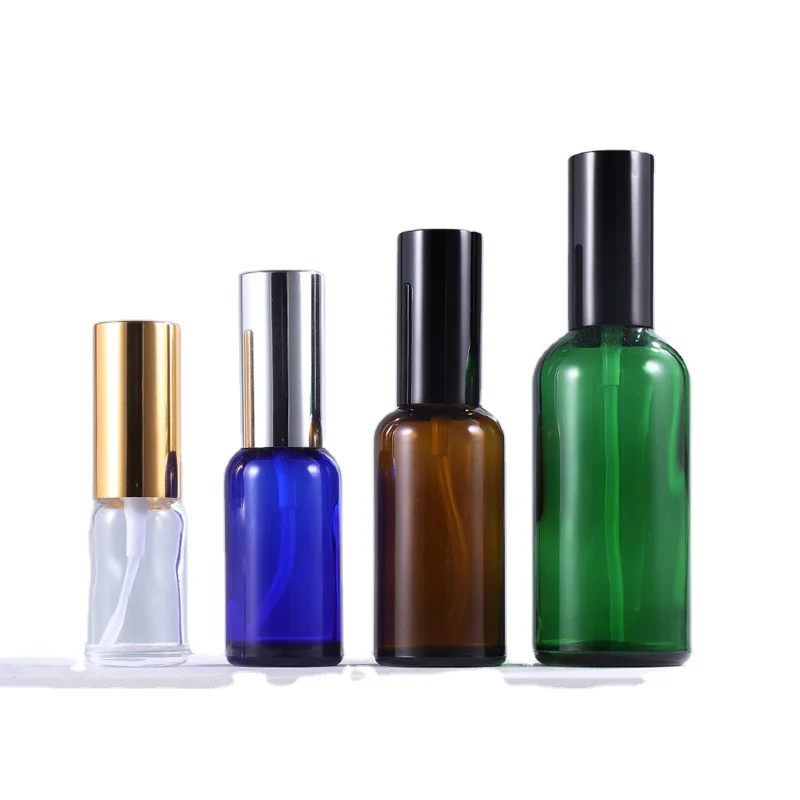Glass Spray Bottle Cosmetic Packaging 5ml 10ml 15ml 30ml 50ml 100ml Amber Fine Mist Sprayer Perfume Cleaning Bottles With Caps