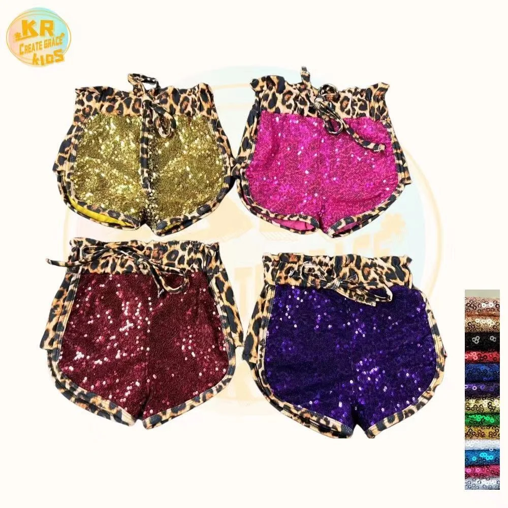 Оптовая продажа Модные леопардовые шорты для маленьких девочек детские с блестками летние