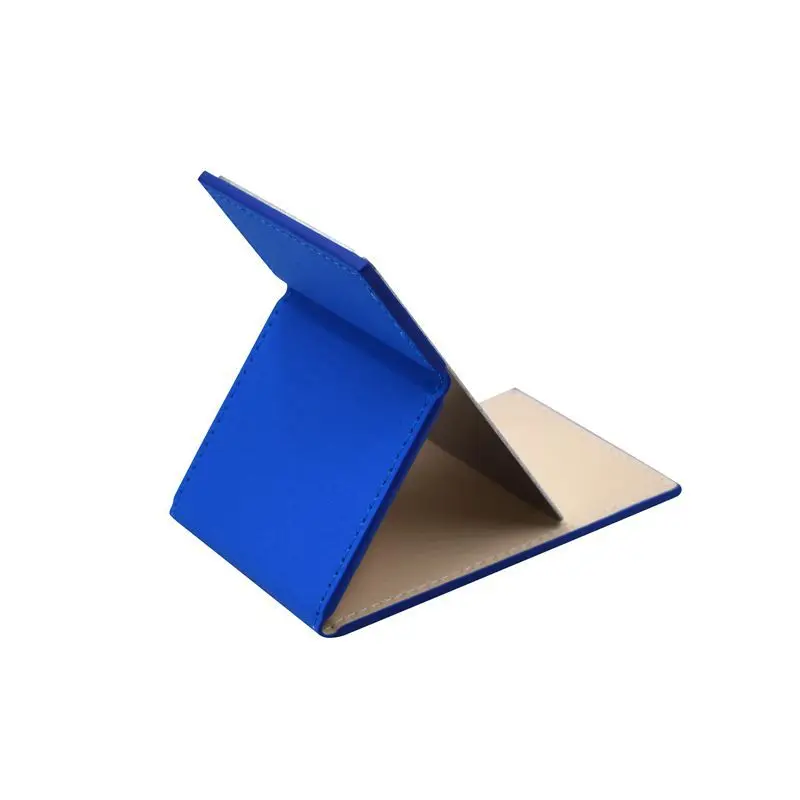 Promotion gift PU leather stainless steel folding makeup mirror platform leather folding mirror